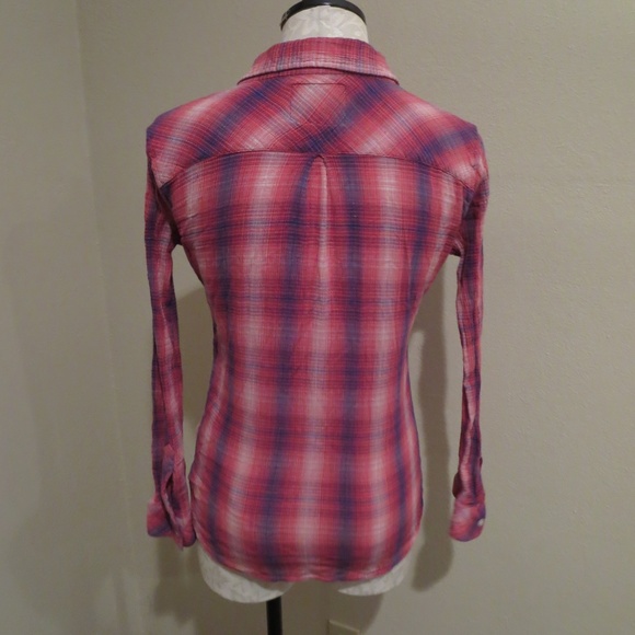 Rails Devyn crinkle plaid button down shirt top - Picture 2 of 5